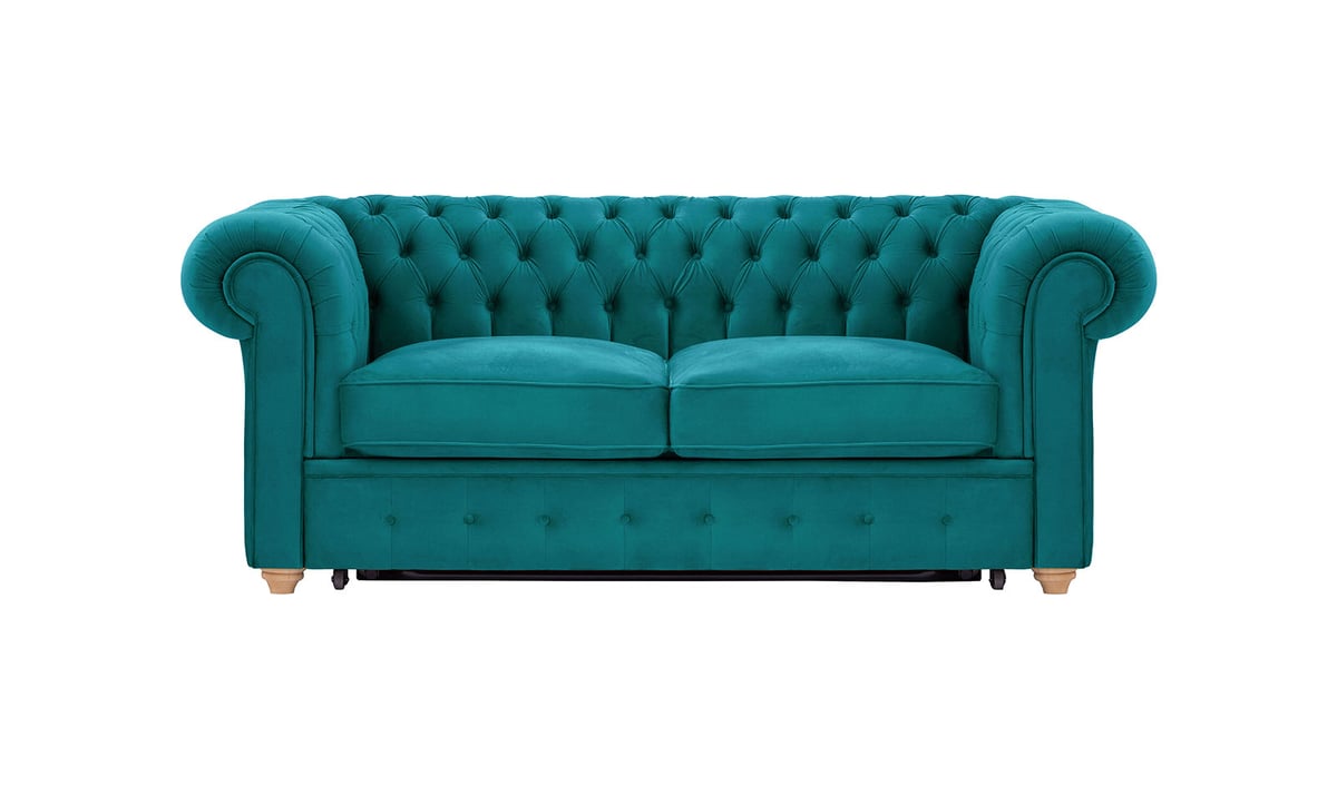 Dwuosobowa sofa Chesterfield Max z funkcją spania i stelażem Borneo