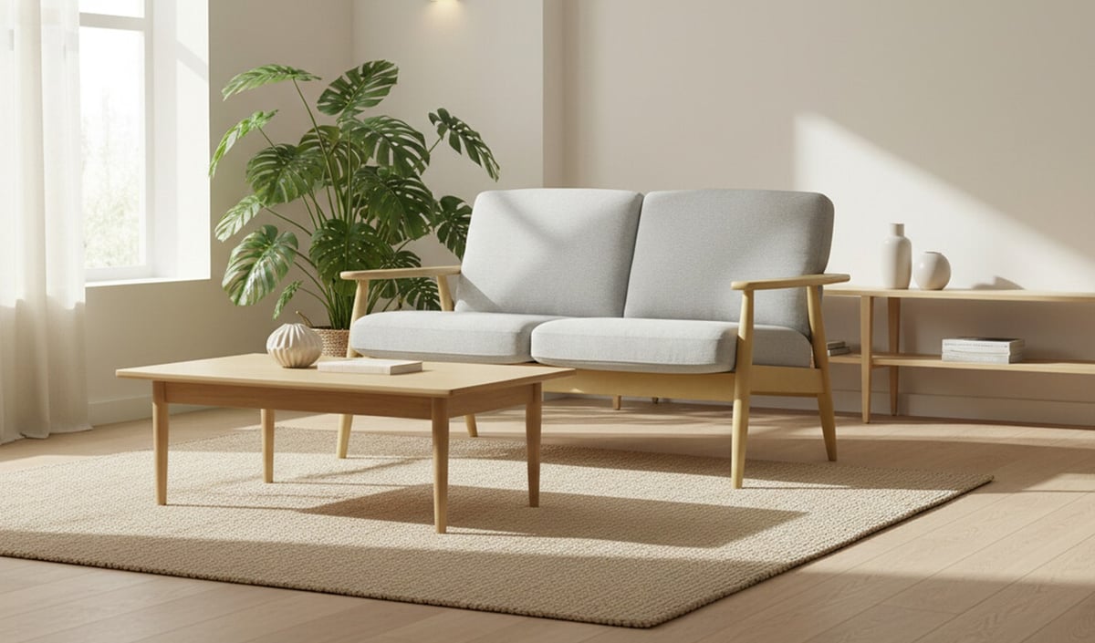 Sofa trzyosobowa na drewnianej ramie Demure