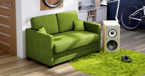 Zielona sofa rozkladana do pokoju młodzieżowego